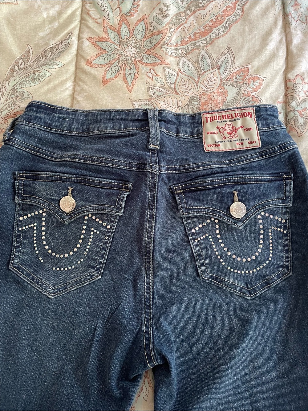 True Religion Women’s Dark Blue Becca Mid-rise Jeans